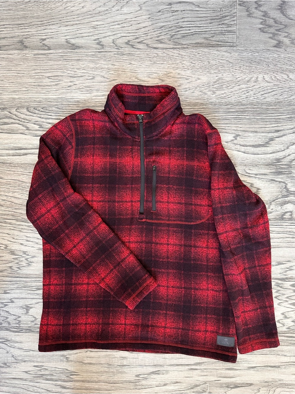 Men's Red Plaid Half-Zip Pullover Sweater